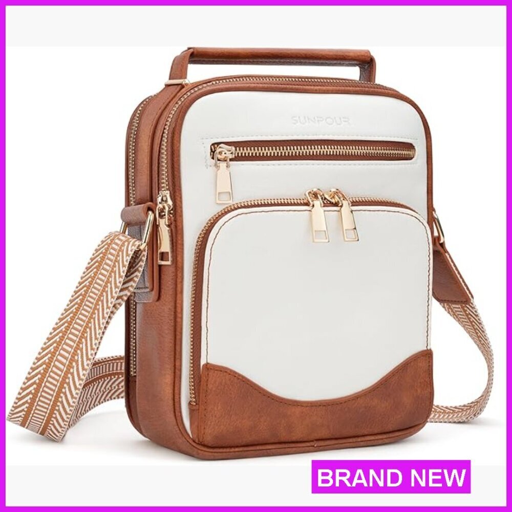 Vegan Leather Crossbody Bag RFID Wallet Multi-Pocket Travel Handbag Shoulder